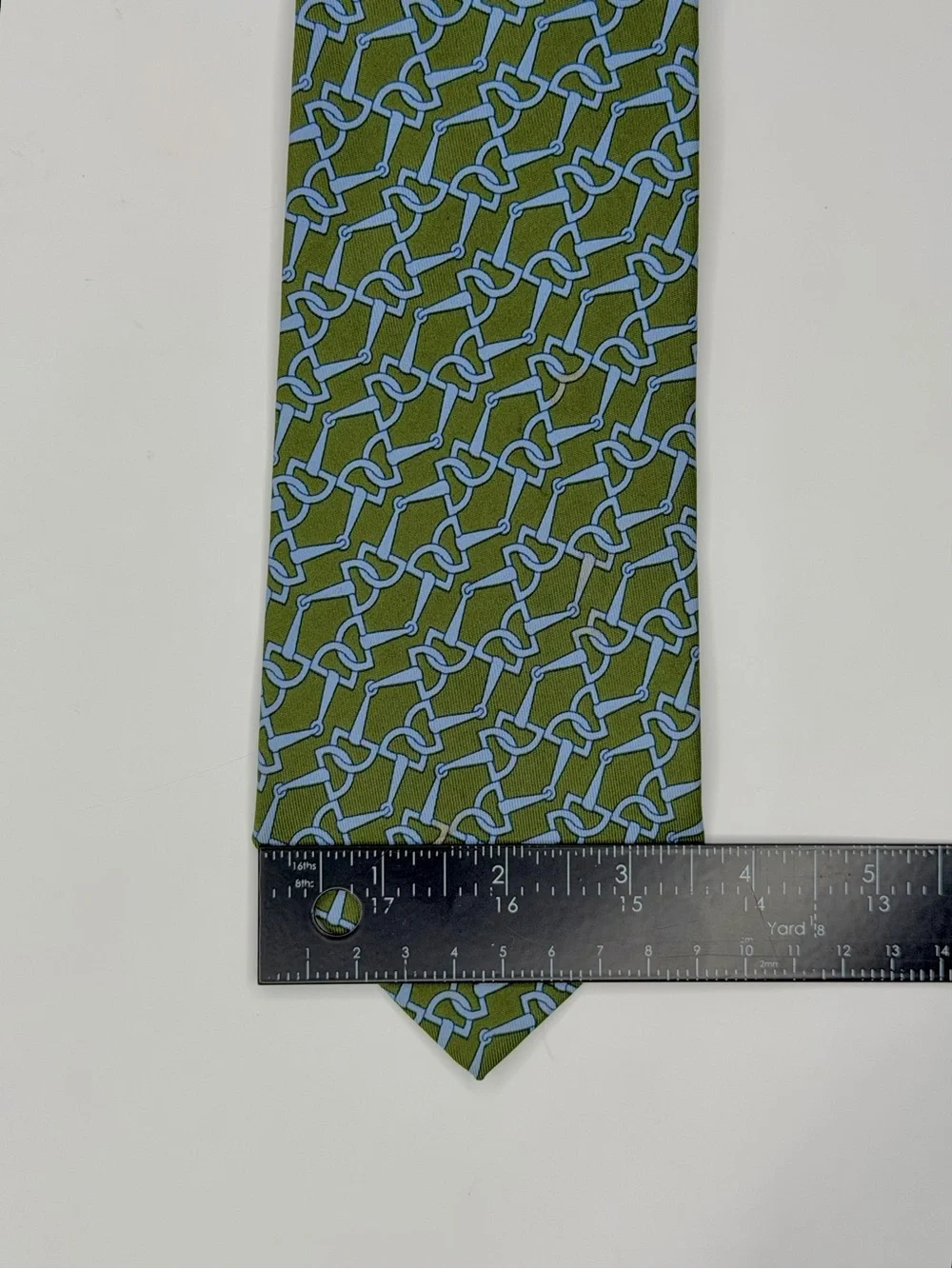 Gucci Men’s Silk Tie Green Blue Horsebit Equestrian Print Made in Italy Luxury